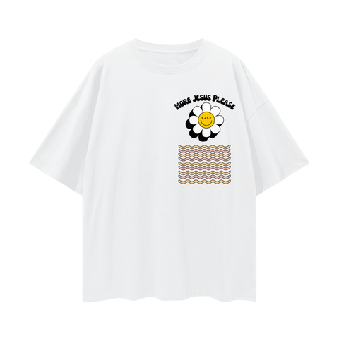 White Retro Oversized More Jesus Please Tee