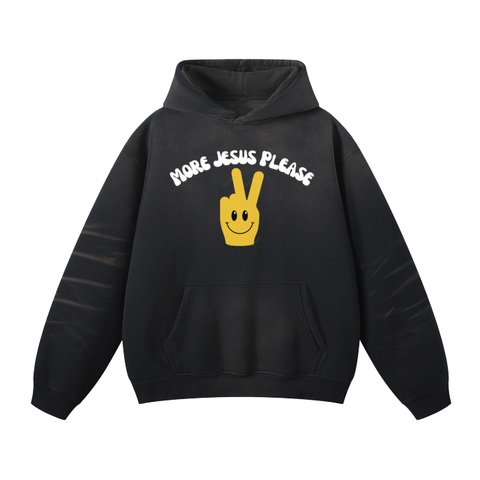 Black Fade More Jesus Please Hoodie