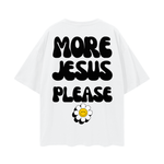 White Retro Oversized More Jesus Please Tee